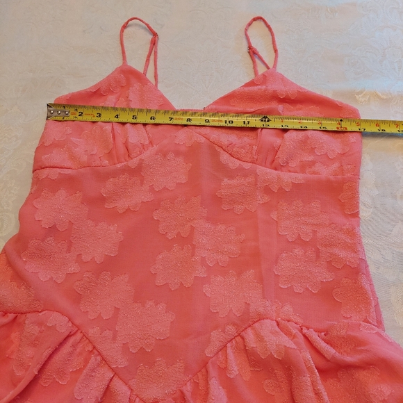 Wild Fable tiered ruffle coral- pink spaghetti strap mini dress cottagecore. M - Picture 9 of 11